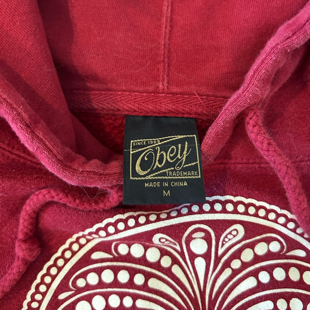 Obey Maroon Hoodie with skull Design